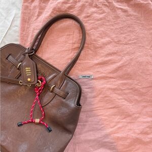 Miu Miu Brown Leather Tote Bag